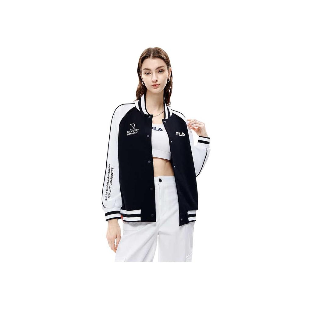 Fila Color Block Knit Long Sleeve Jacket Women Jacket Black F11W249501F-BK