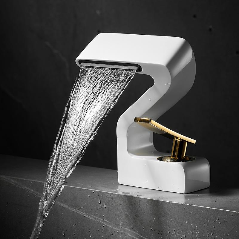 Bathroom Basin Faucets Gold Waterfall Hot and Cold Mixer Taps Black Brass Toilet Sink Water Crane New Style