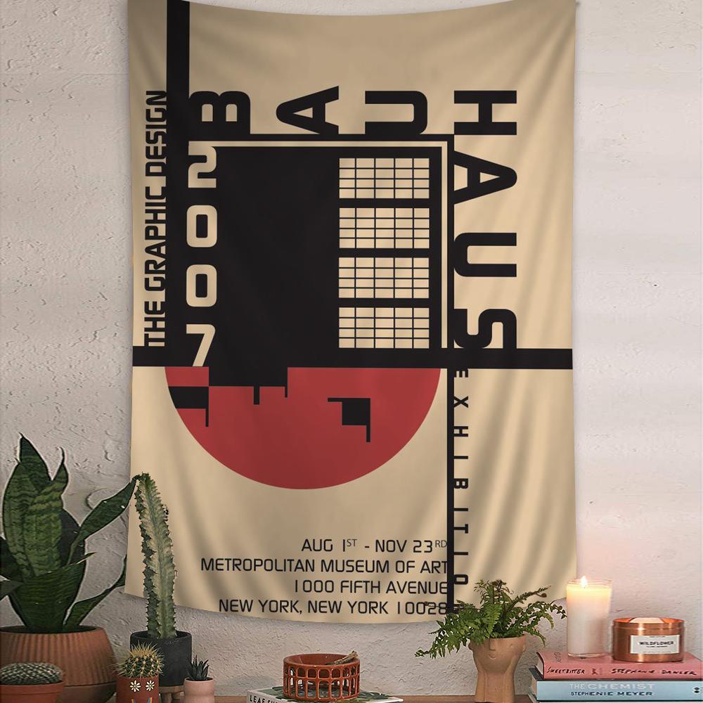 Black and White Minimalist Bauhaus Anime Tapestry Hippie Flower Wall Carpets Dorm Decor Wall Hanging Home Decor