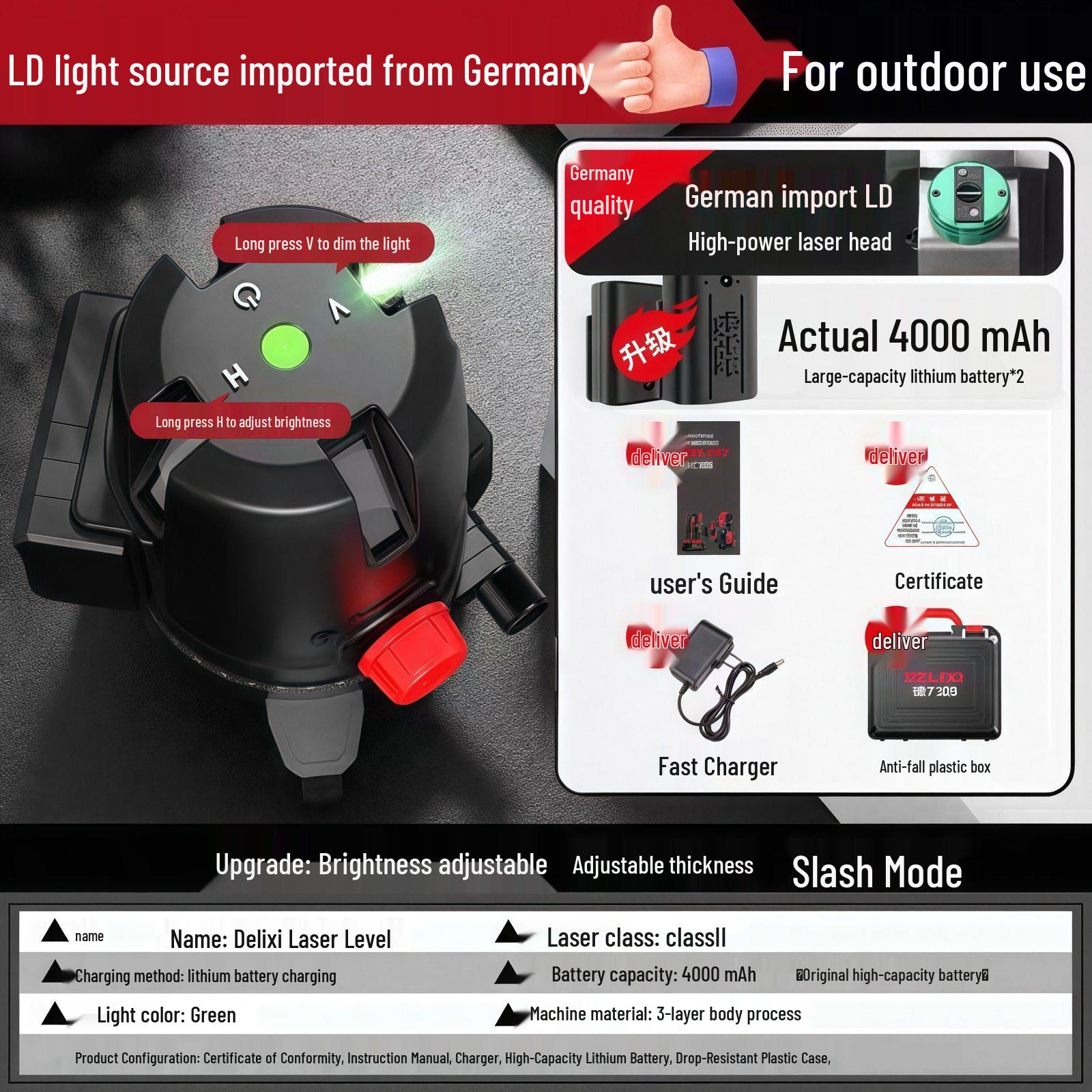

Delixi High Precision 235 Outdoor Auto Laser Level with Green Infrared Light