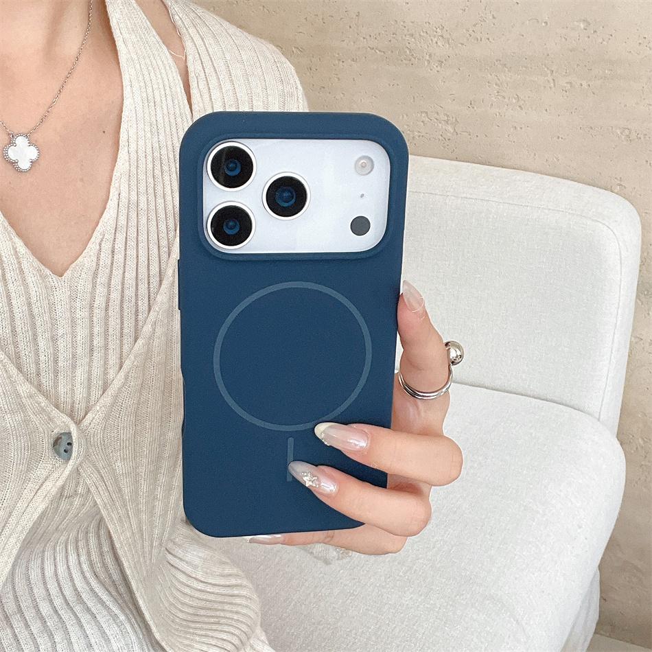 Luxury Skin Feel Magnetic Phone Case For iPhone 17Air 16 ProMax 15 14Plus 13 12 11 Wireless Charging Liquid Silicone Shockproof Cover Fundas