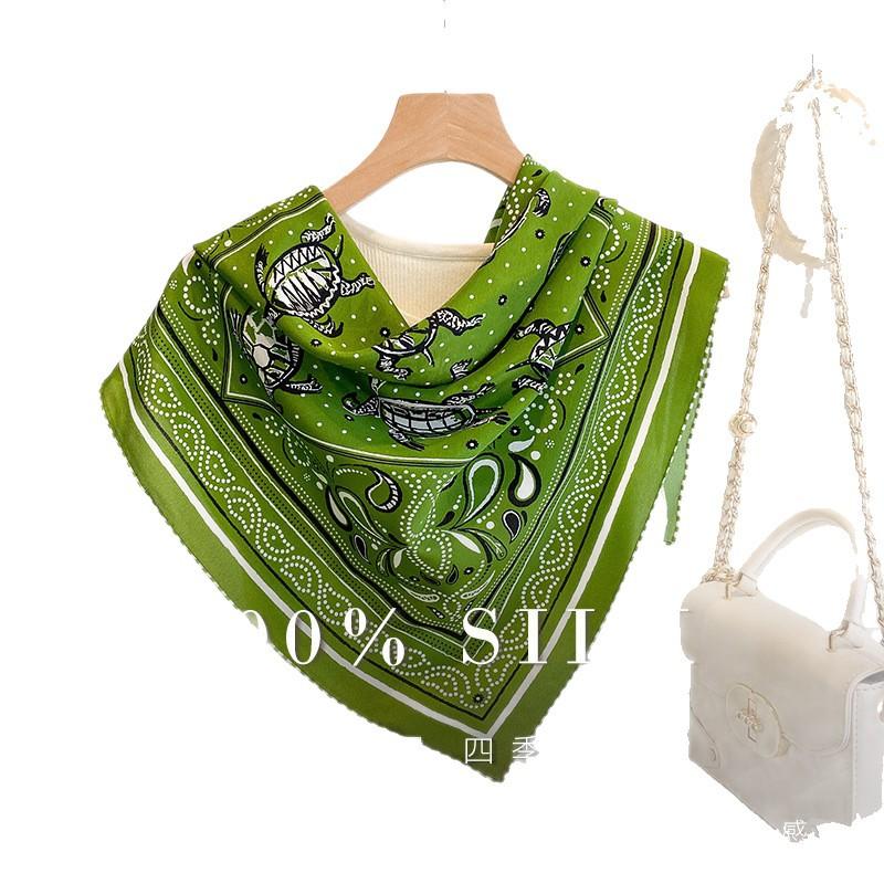 Design sense 111% mulberry silk scarf fashionable light luxury double crepe handmade curling square scarf classic retro silk scarf