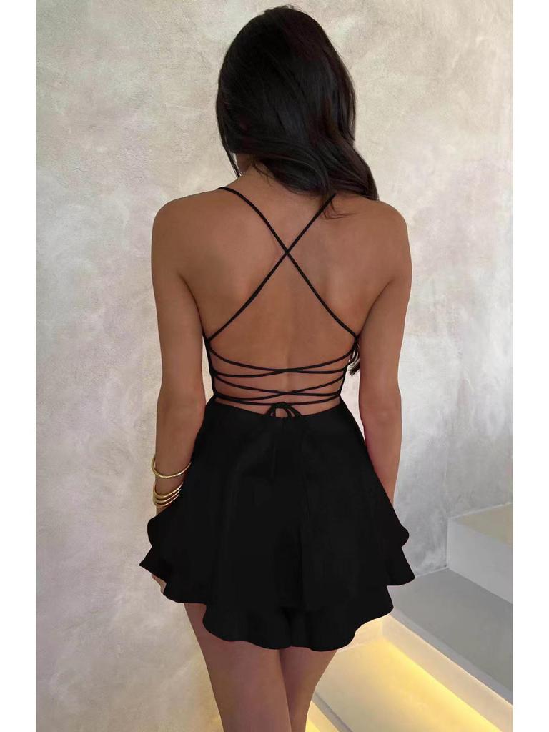 Schlankmachendes ärmelloses Neckholder-Rückenfreies Kleid für Damen - Sommer 2024