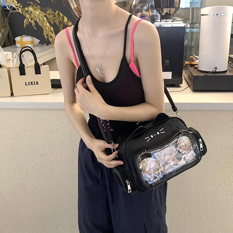 Schoolbagy1k Millennium Hot Girl Pain Bag Student Commuting Cute Mechanical Cat 1011 New Large Capacity College Crossbody Bag