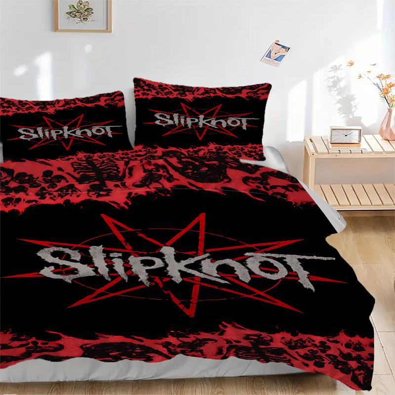 

3pcs Slipknot Band Merchandise Comforter Set - Four Seasons Home High,Machine Washable Bedspread with Pillowcases (No Filling) yy250909053 135x200cm