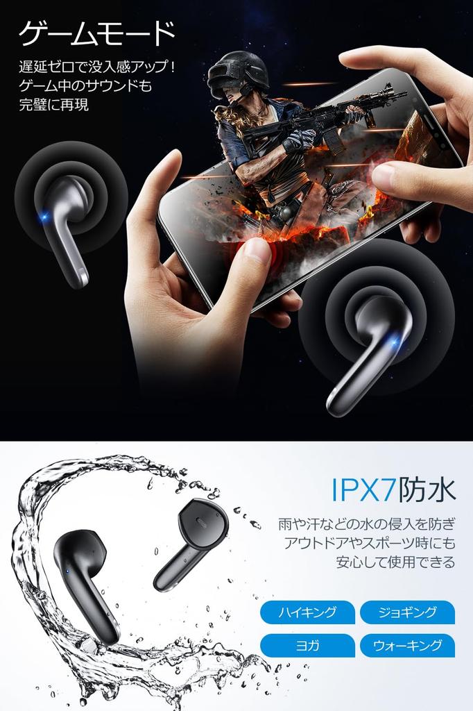 Bluetooth Wireless Earbuds Digital LED Display with Battery Noise Sound Automatic Instant Separate Left and Right IPX7 Siri Game Compatible with