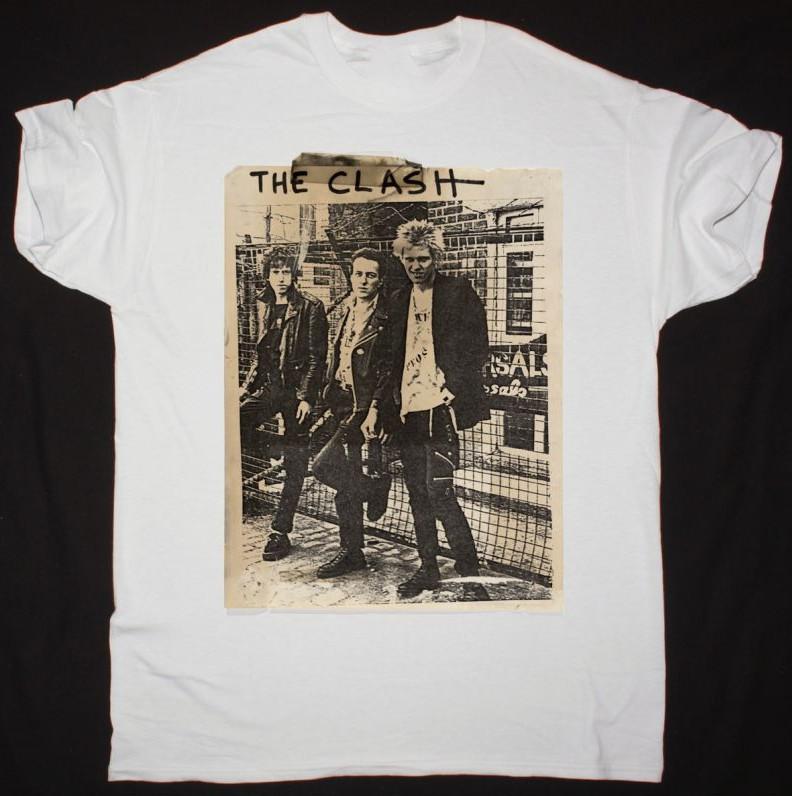 Vintage The Clash Band Short Sleeve White Unisex Full Size Shirt S098