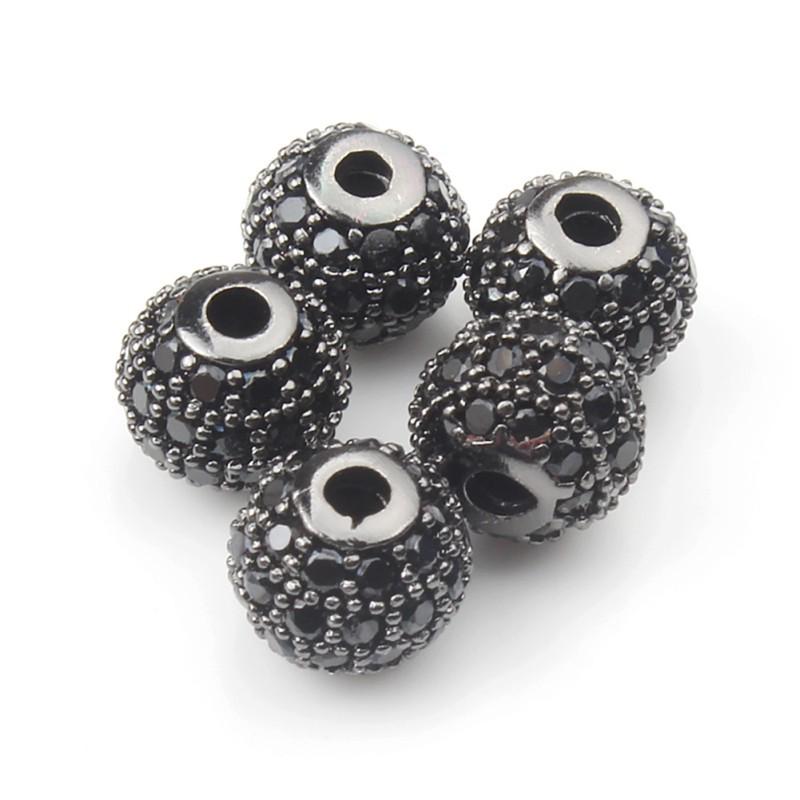 4mm Fashion Metal Brass Micro Pave Crystal CZ Round Space Beads for Jewelry Making Bracelet 3pcs/lot