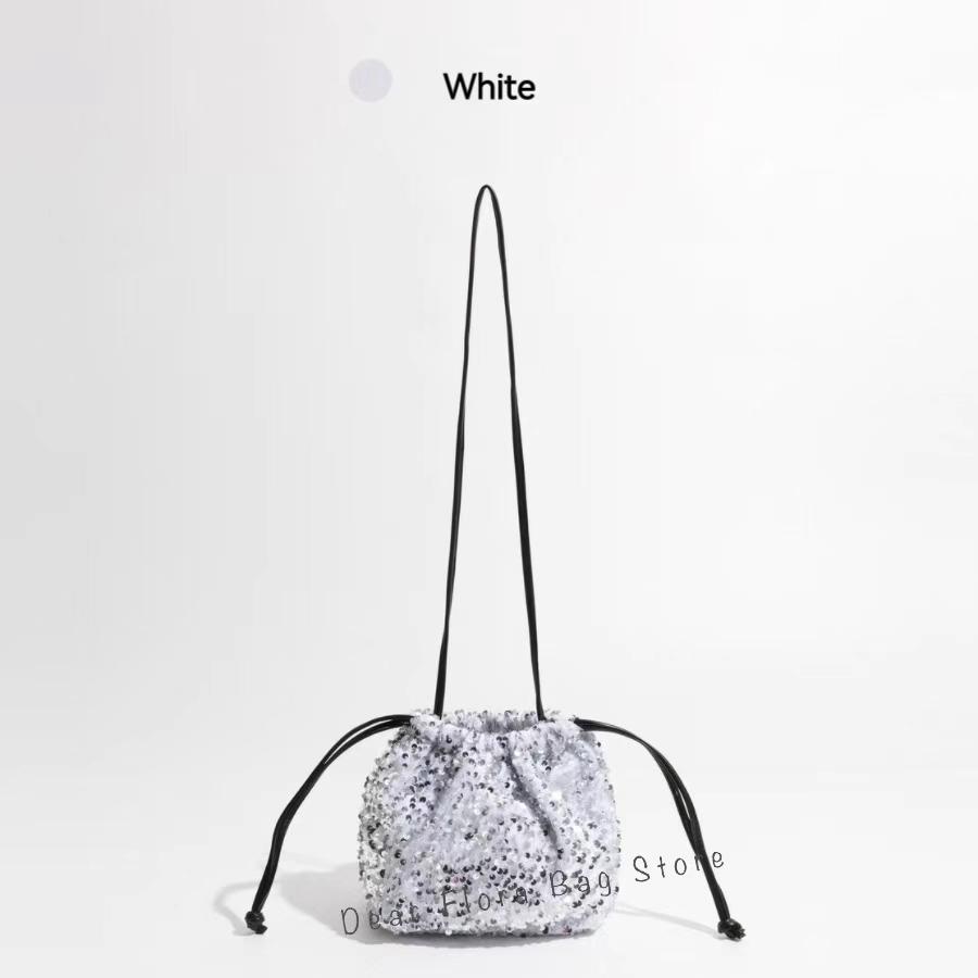 Nuove Borse a Tracolla con Paillettes Versatili alla Moda Borse a Spalla Pieghettate con Coulisse di Alta Qualità per Donna Borse a Secchiello Morbide di Lusso Festa