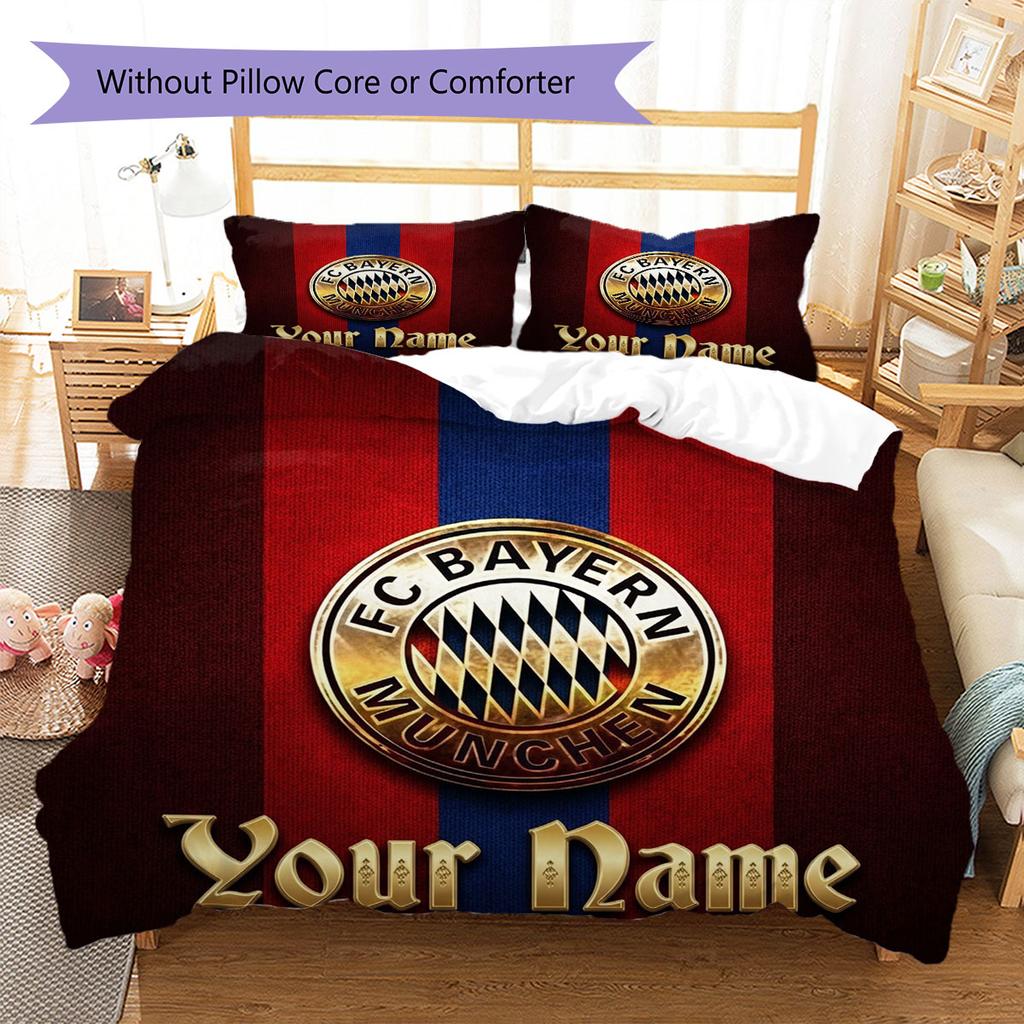 FC Bayern Munchen Custom Name Pattern Bedding,Quilt Set Quilt Cover Pillowcase Home Birthday Gift(1 * duvet cover + 2 * pillowcase, without core)