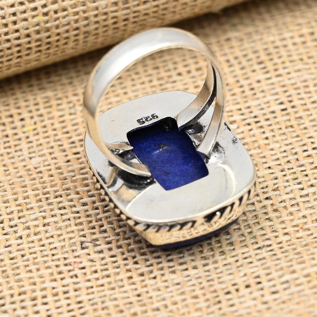Lapis Lazuli Gemstone Handmade 925 Sterling Silver Ring Jewelry For Women