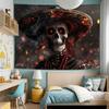 2D Dia De Los Muertos Tapestry, Mexican Sugar Skull & Bokeh Lights Wall Art for Home Decor