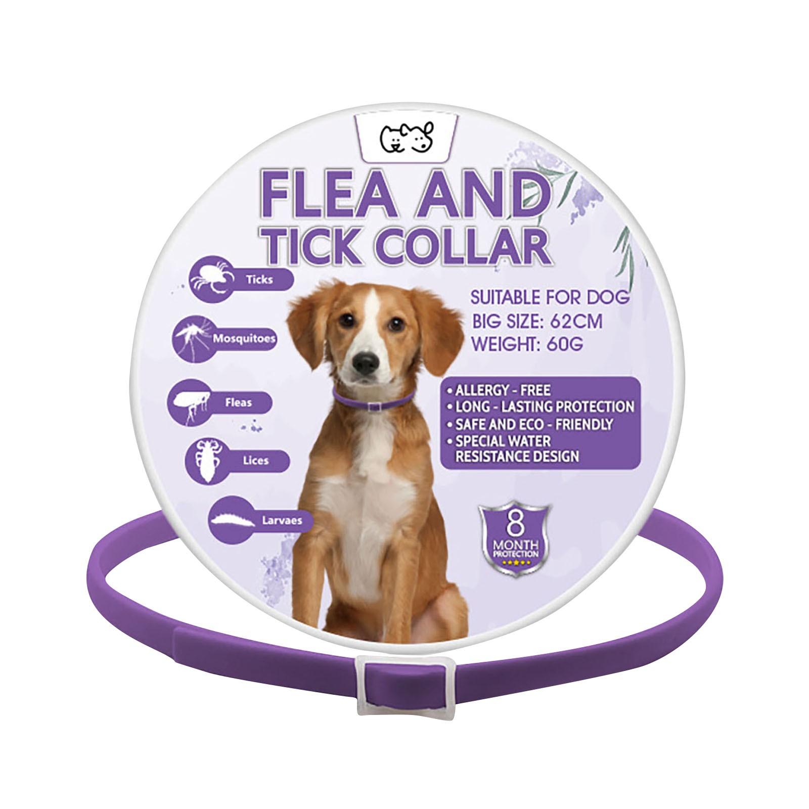 

Ошейник от блох для собак, ошейник от блох и клещей для собак, 8-месячное средство от блох и клещей для собак, водонепроницаемый регулируемый ошейник для профилактики блох и клещей для собак One Size фиолетовый