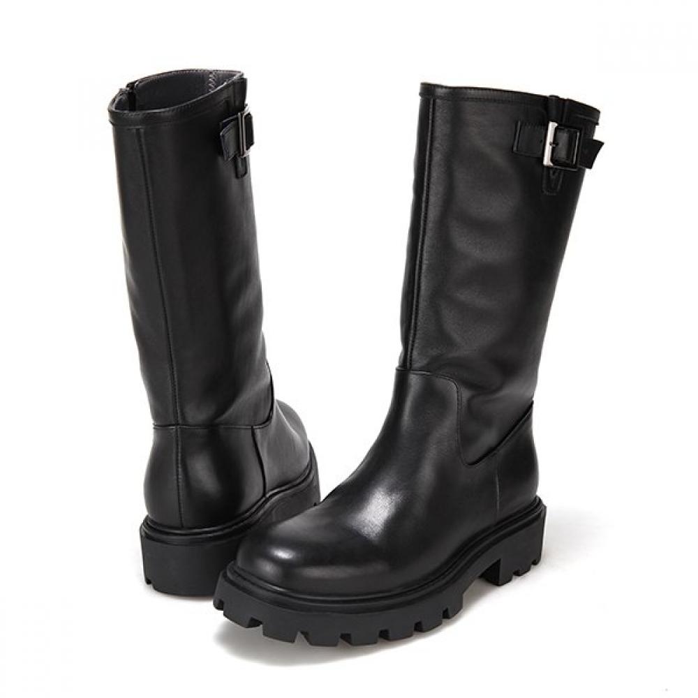 Barbara Chunky Leather 4cm Half Boots Bbg852bk