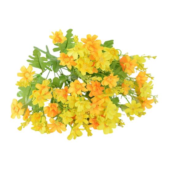 

28-Head Artificial Flowers for Outdoors UV Resistant Faux Silk Wildflowers with Stem Fake Floral Arrangement for Planter Hanging Basket Porch Patio жовтий