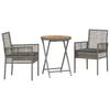 Garden Bistro Set 3 Pcs Grey Poly Rattan