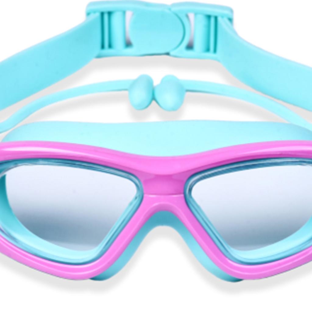 Children Swimming Goggles Clear View Eye Wear Swim Glasses with Ear Plug for Boys Girls Rose Red