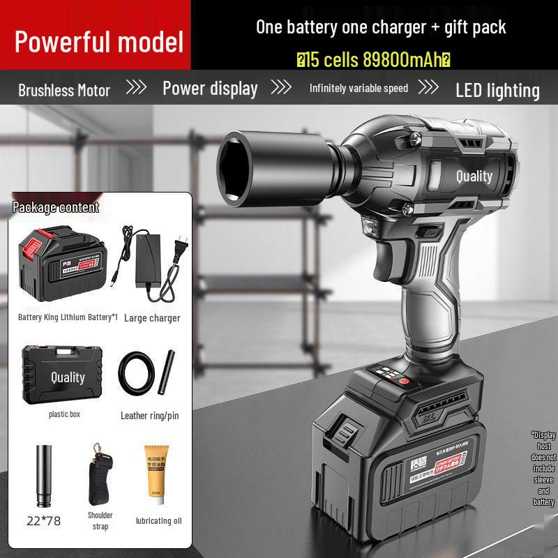 High Torque Rechargeable Brushless Impact Wrench with Lithium Battery for Car Repair