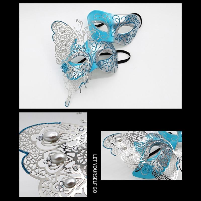 2Pcs Glittering Metal Butterfly Face Mask Fashionable Costume Accessory Halloween And Costume Face Covering For Adults