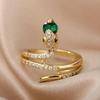 Stainless Steel Snake Rings For Women Men Gold Open Adjustable Zircon Ring Vintage Gothic Aesthetic Jewelry Anillos Mujer