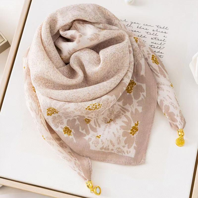 106x65cm Necklace Gift Silk Scarf Elegant Painted Pattern Versatile Neck Scarf Luxury Magnetic Closure French Style Multi-Color