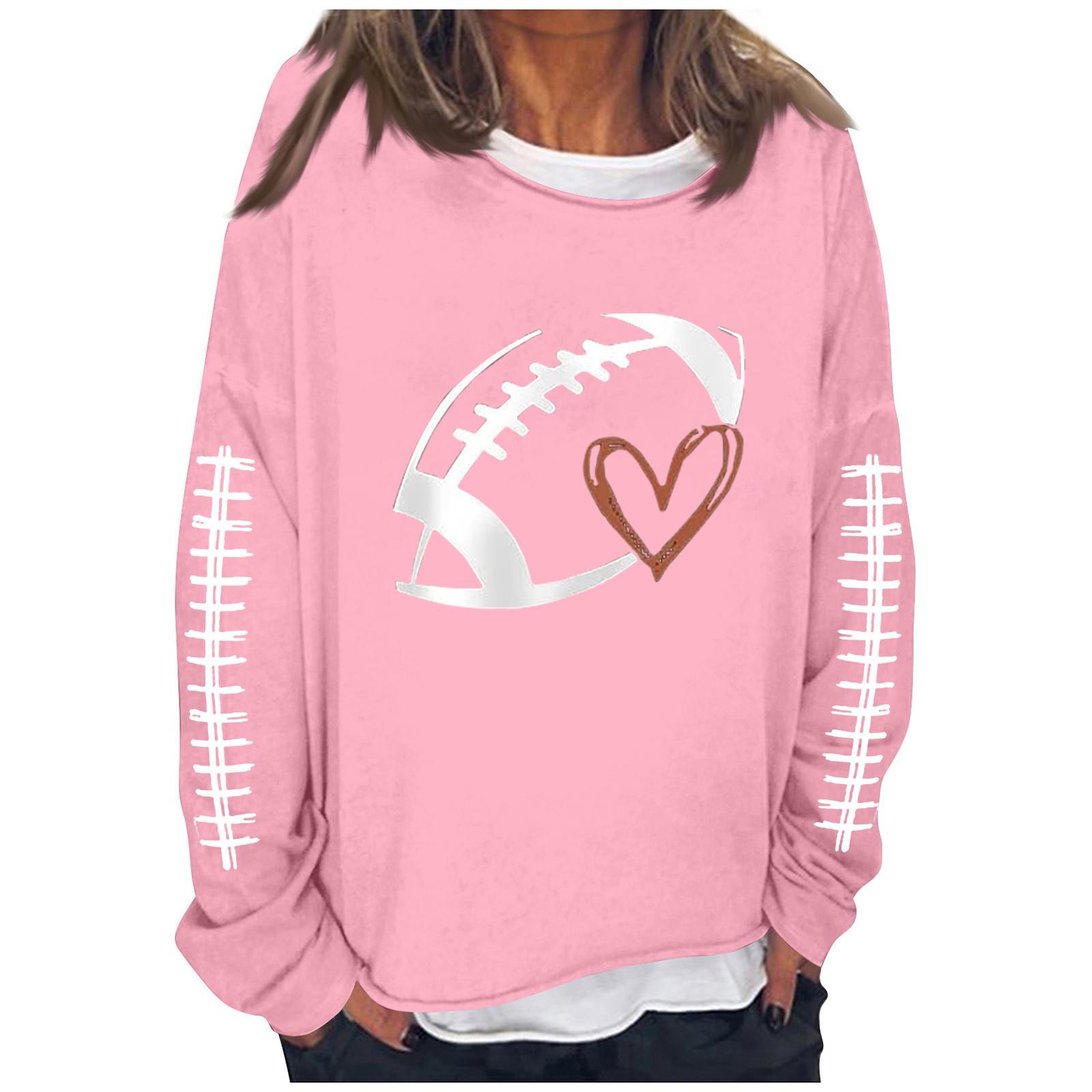 

Женская футбольная толстовка Game Day, милый забавный воскресный повседневный пуловер с длинными рукавами и круглым вырезом, топ XXXL розовый