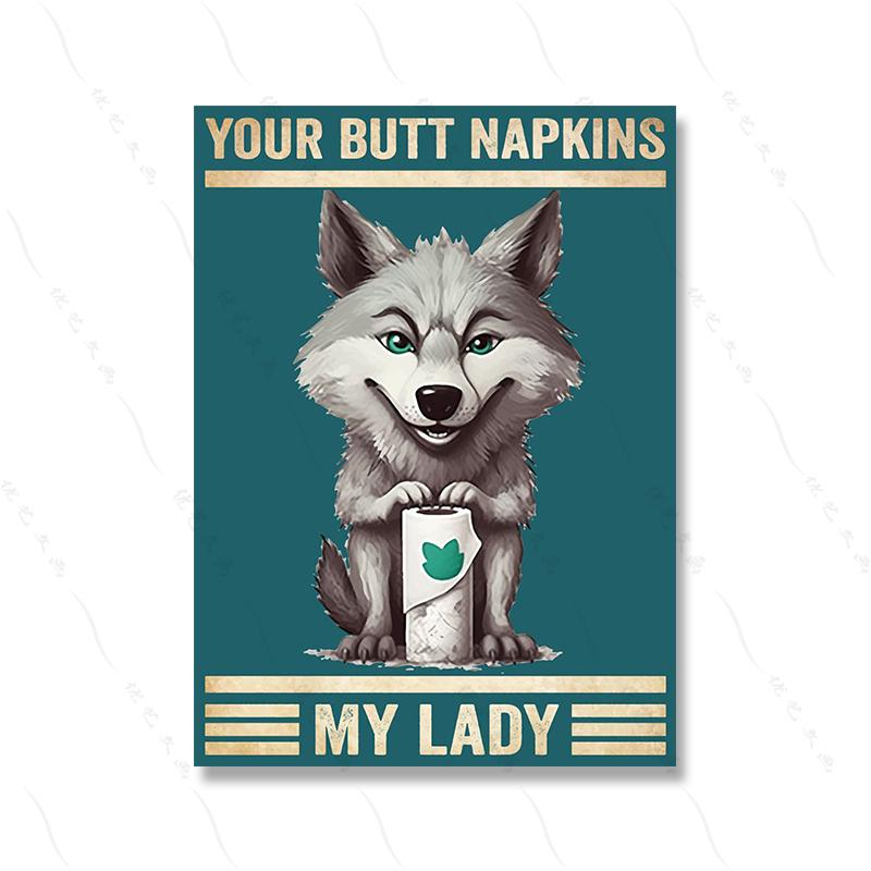 Your Butt Napkins Pig Lady Funny Humorous Retro Bathroom Wall Art Poster Print Toilet Animal Canvas Painting Room Home Decor
