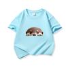 Kinder Baumwoll-T-Shirt Niedlicher Peekender Otter Aufdruck Rundhalsausschnitt Kurzarm T-Shirt Lässig Atmungsaktiv Jungen Mädchen Sommer Oberteile