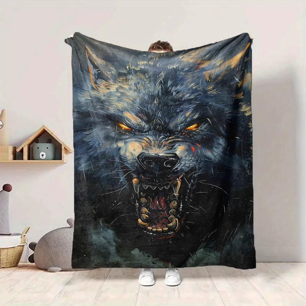1pc Wolf Pack Blanket, Lightweight Flannel Throw Blanket For Sofa, Bed, Travel, Camping, Living Room, Office, Couch, Chair, And Bed