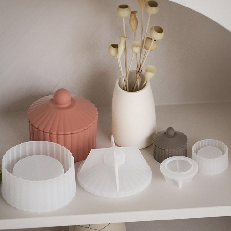 Silicone Mold Stripe Pattern Candle Jar Craft Making DIYs Concrete Storage Box