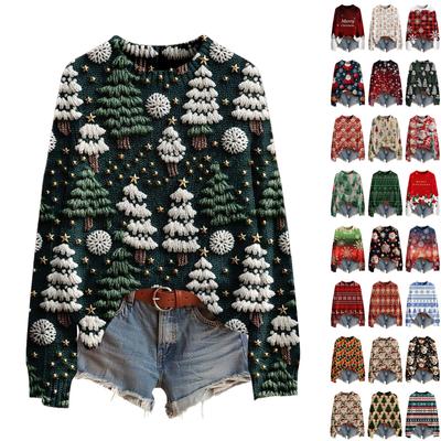 Women's Funny Women's Christmas Sweater R-Neck Christmas Jumper Christmas Outfit Ugly Sweatshirt Christmas Costume