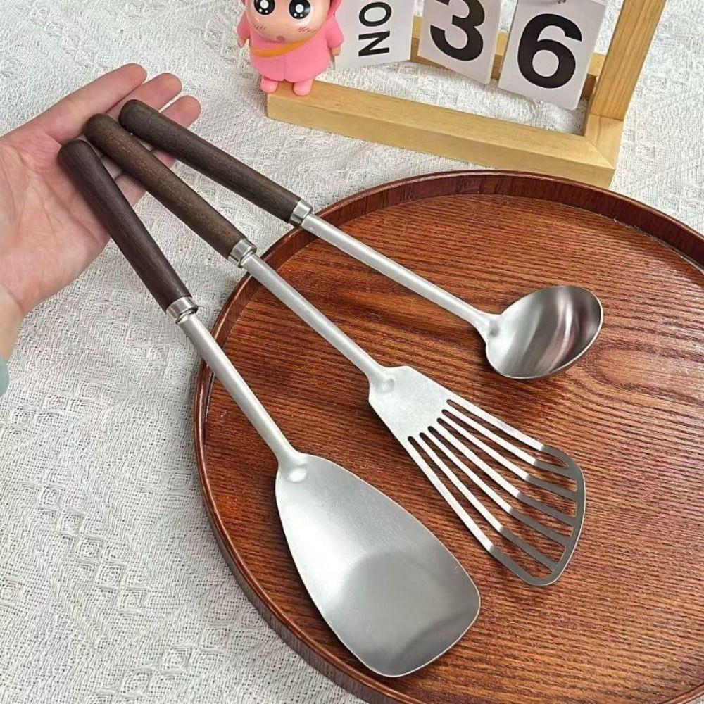 Stainless Steel Cooking Spoon Non Stick Kitchen Cooking Gadgets Portable Pot Spatulas