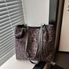 High Value Suede Leopard Print Tote Bag Large Capacity Fashion Commuter Shoulder Messenger Bag