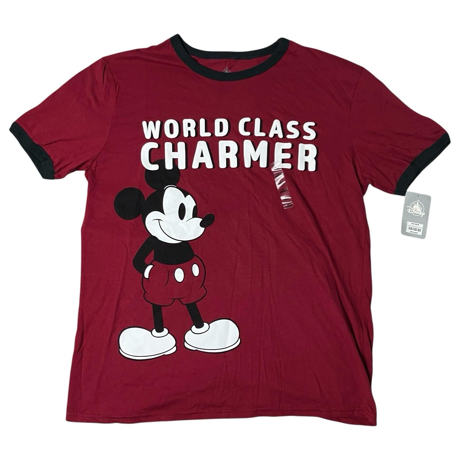 Disney Mickey Mouse Ringer T Shirt Womens L Red World Class Charmer Graphic Park XXXXL