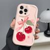 Pink Bowknot Cherry Pattern Cream Wave Phone Case For iPhone 11 12 13 14 15 16 Pro Plus 17 Pro Max 16e 17e Shockproof Soft Cover