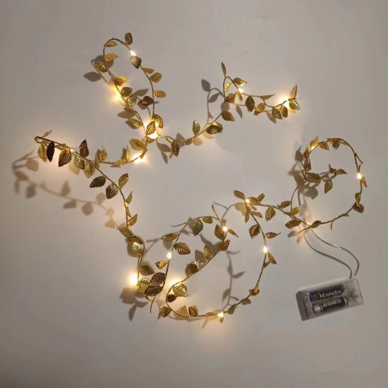 LED Willow Leaf & Cherry Blossom String Lights - Waterproof Decorative Lighting for Bedroom & Outdoor Spaces
