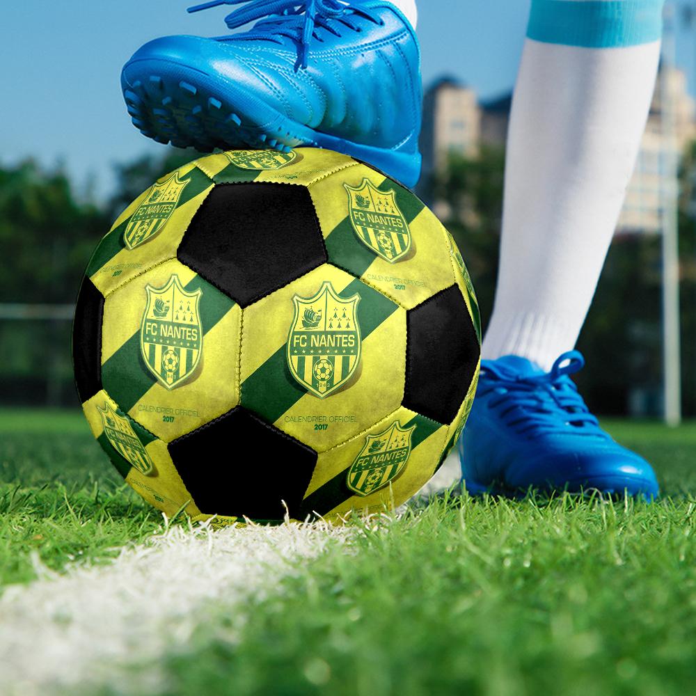 FC Nantes Indoor Soccer Ball Colorful Machine Stitched PVC Size 5 Team Training Competition Ready Durable High-Bounce Cool Sports Gift