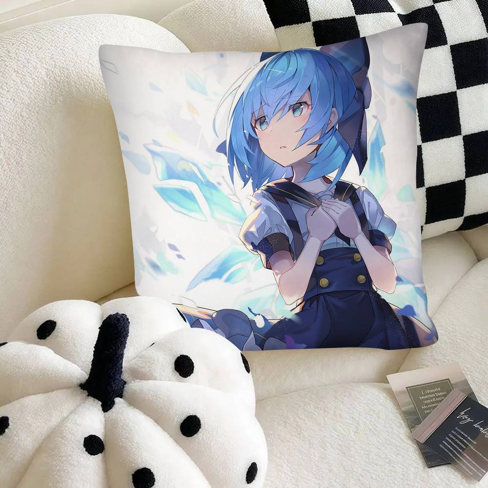 Touhou Project Cirno Cute Girl Pillow Case Square Pillow Bedroom Sofa Leisure Comfort Cushion Car Home Decoration