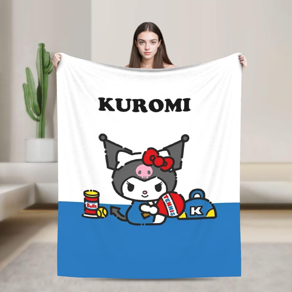 Purple Kuromi Blankets Kawaii Cartoon Wool Awesome Breathable Throw Blankets for Bedspread Autumn/Winter
