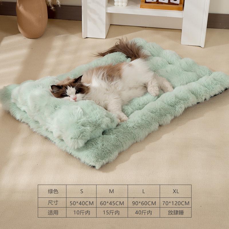 Plush Bubble Fleece Pet Mat Winter Warm Pet Cotton Pad Non-Slip Cats Mat Dogs Soft Comfortable Solid Color Dogs Mat Pet Supplies