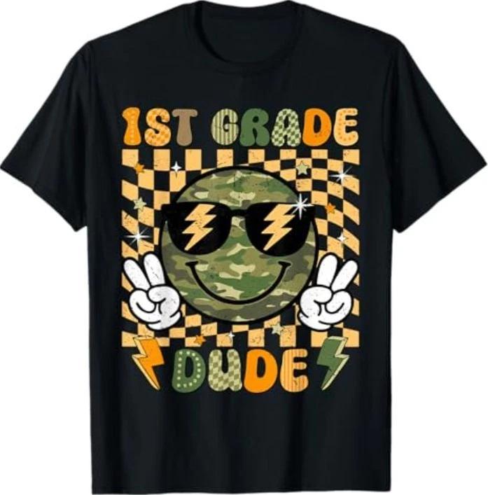 Retro 1st Grade Back To School First Grade Dude Camo T-Shirt S