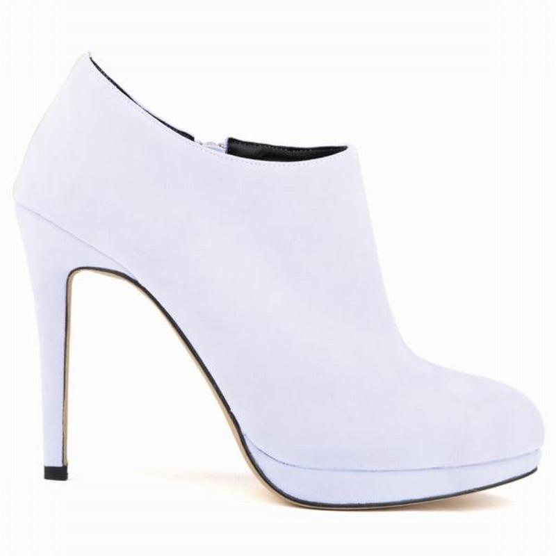 

Лосландіфен зі штучного оксамиту на платформі на високих підборах, жіночі осінь-зима, повсякденні ботильйони 38 білий