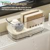 Countertop Drain Rack Large-Capacity Clear Plastic Kitchen Organizer,Ventilated Sink Shelf for Sponges,Soaps & Cleaning Supplies