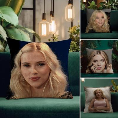 Actress Scarlett Johansson Cushion Cover Natural Linen Pillowcase Set AllinOne Decor Cushion Cover for Sofa Bedroom Chair