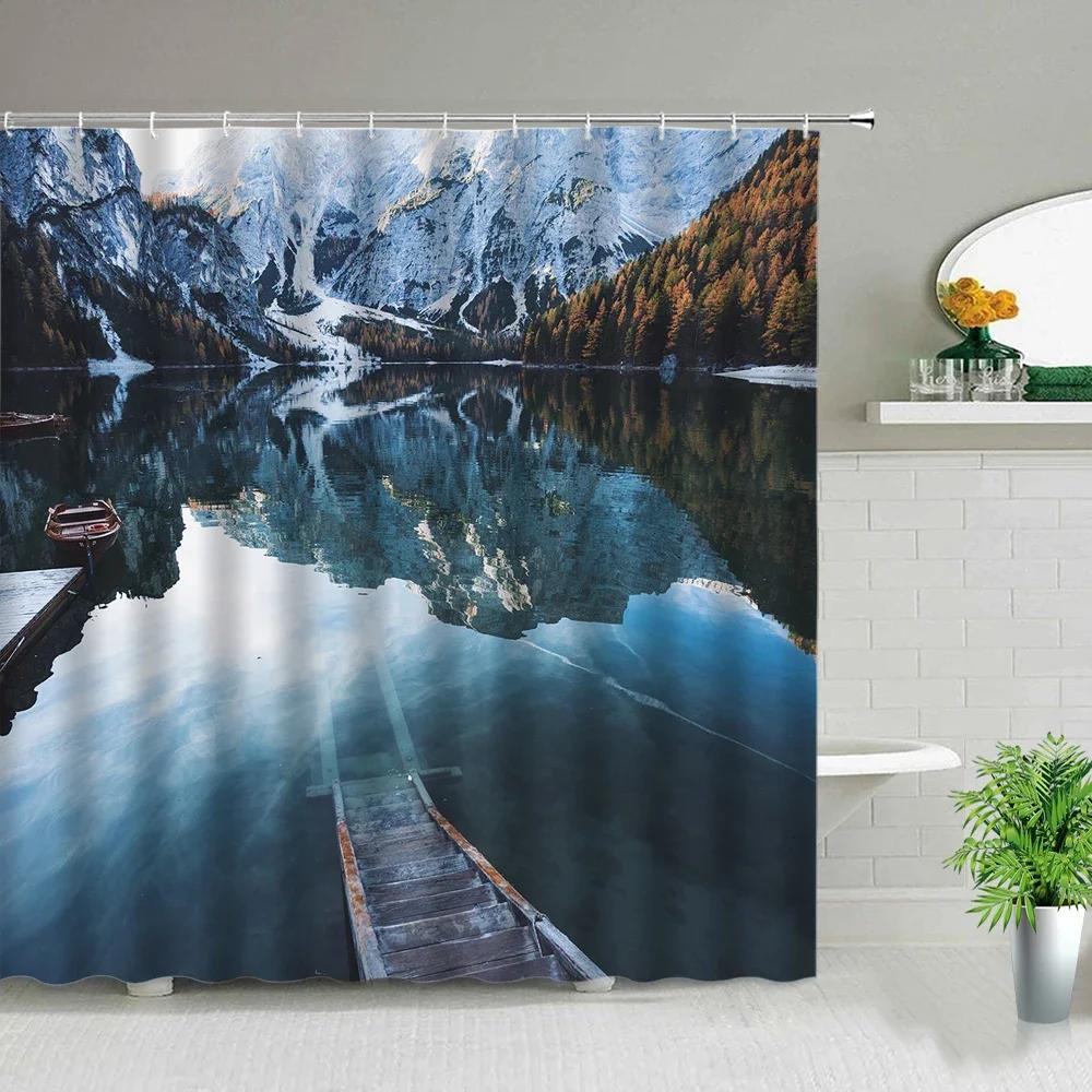 Forest Pathway Print Water-Resistant And Mildew-Resistant Shower Curtain With Nature-Inspired Design For Serene Bathroom Decor