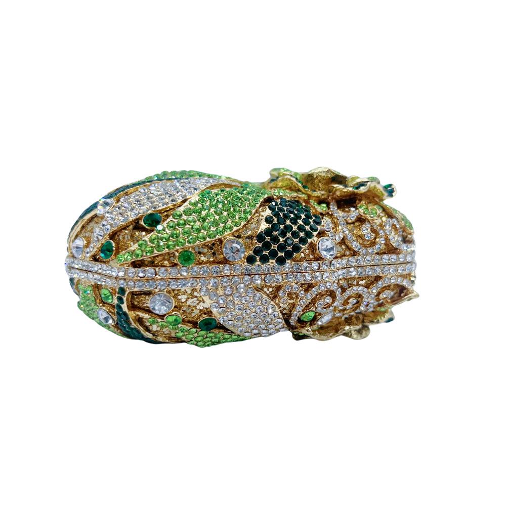 Rose Flower Diamond-Inlaid Stone Clutch: Elegant Metal Evening Bag for Women