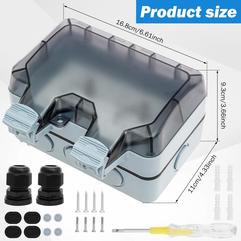 Electrical Wall Socket Kit Versatile Waterproof Outdoor Electrical Wall Surface Socket Set with Hinged Cover for Outside Usage