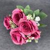 Artificial 7 Heads Rose Bouquet Flower Simulated Rose Bunch for Wedding Party Bridal Bouquet