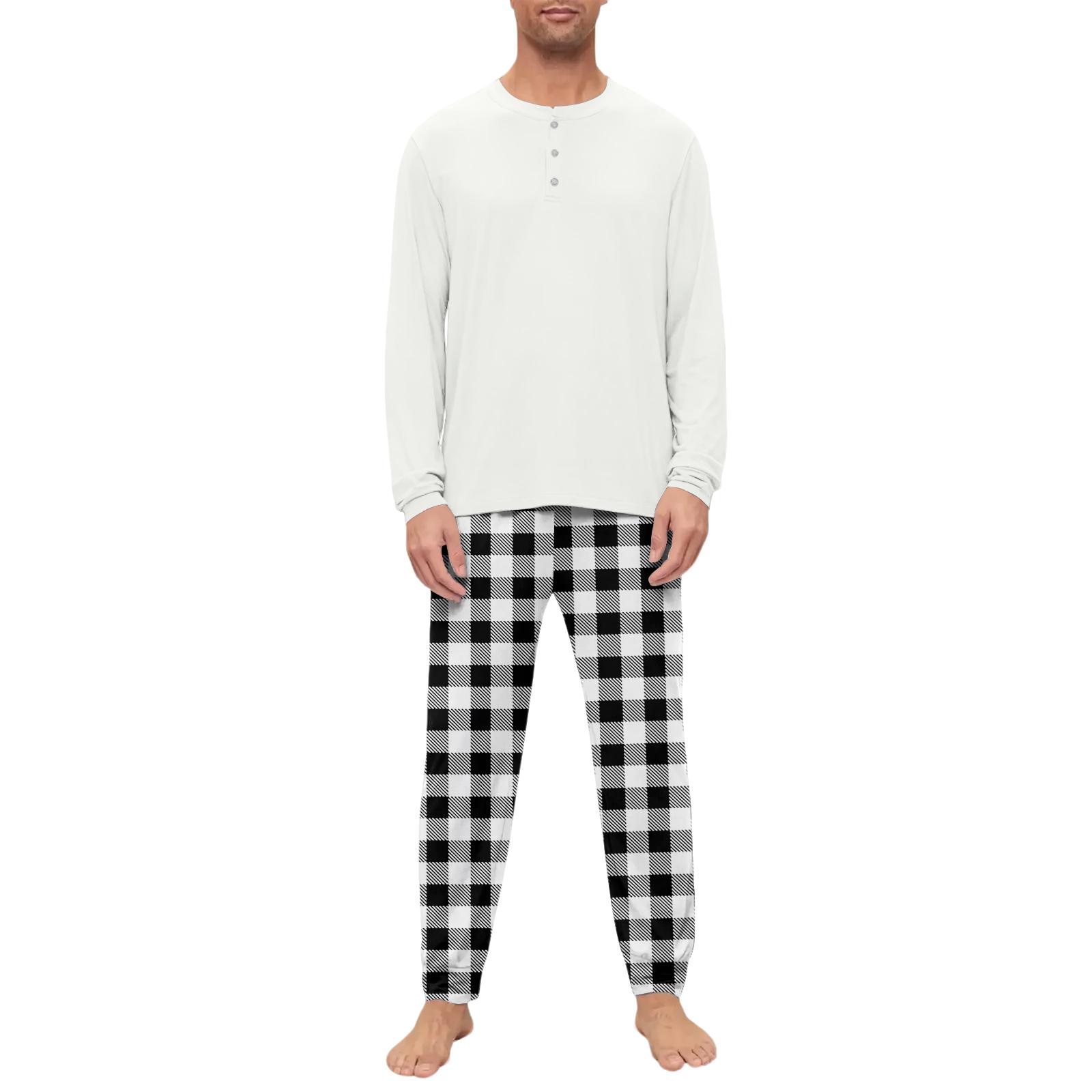 

Мужской пижамный комплект, с длинным рукавом и длинными брюками, двухпредметный комплект XL белый