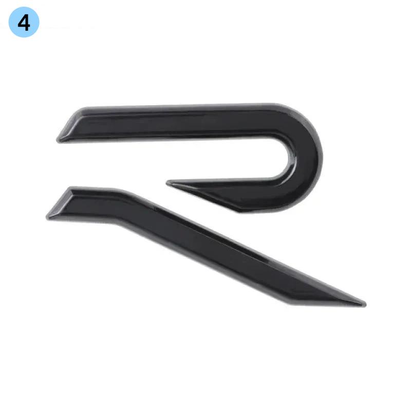 1Pcs ABS R Emblem Side Body Fender Stickers Decorative Accessories For V-V V R M-agotan P-olo G-olf L-avida T-haru Rline P-assat